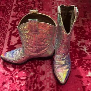 Urban Outfitters Metallic Fallen Reptile Western Bootie Size 9